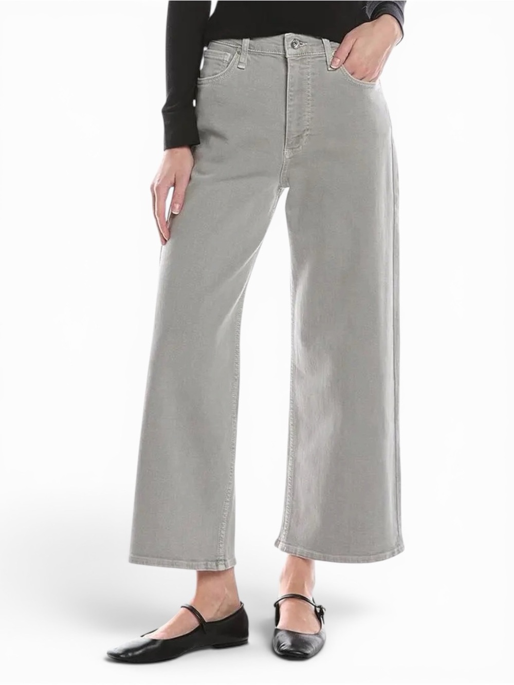 Rag & Bone Andi High-Rise Ankle Wide Leg Jeans Light Grey Size 26